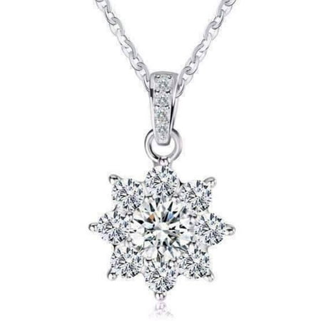 Sterling Blossom - ON SALE - Blossom Cubic Zirconia Flower Pendant Sterling Silver Necklace Clear