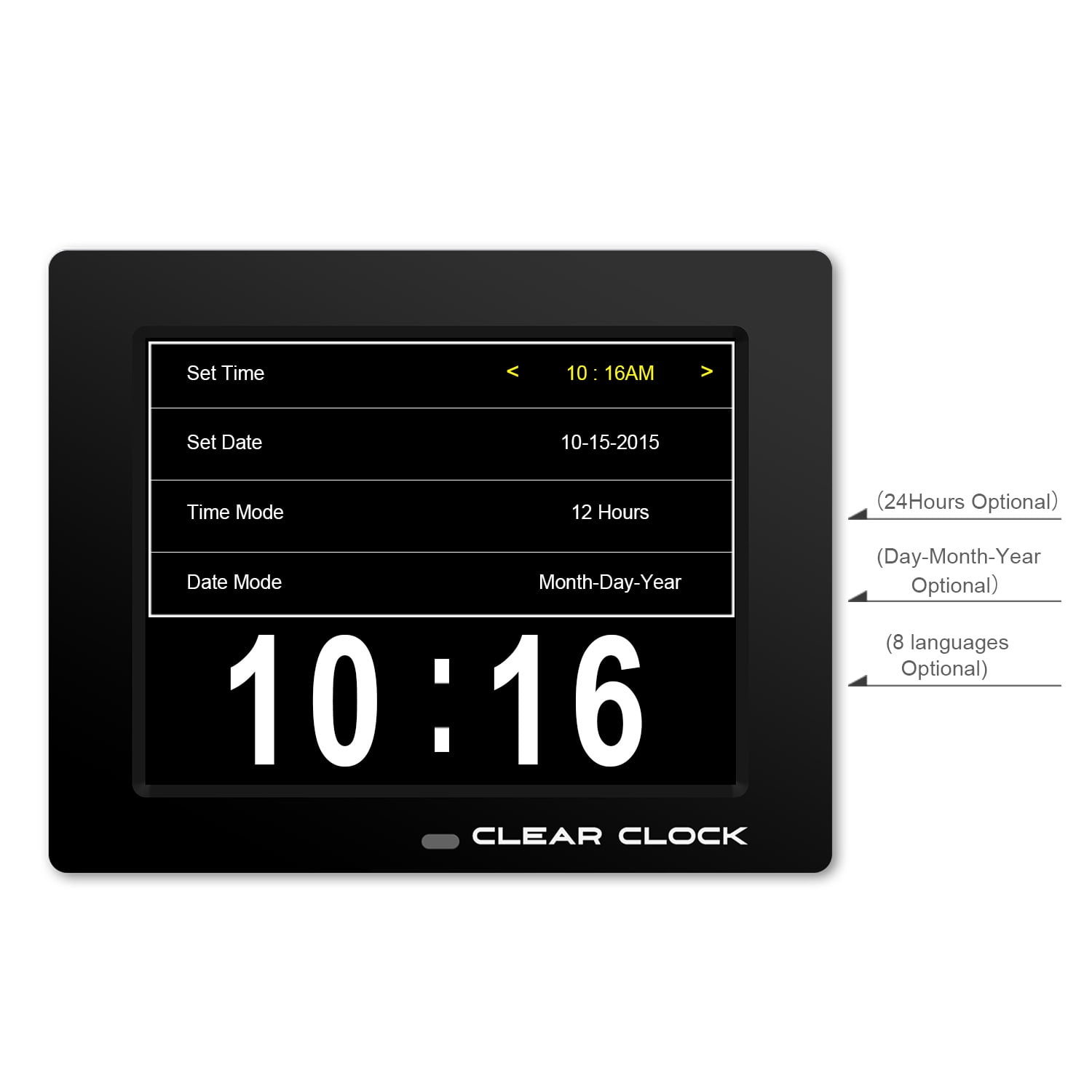 Digital memory. Optional clock. digital calendar.