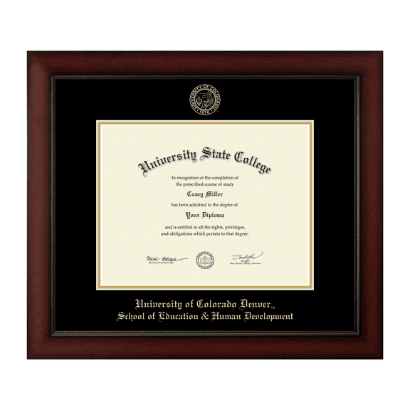 Framerly - CU Denver Education Diploma Frame with Black and Gold Mat
