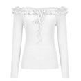 thumbnail image 4 of Ichuanyi liquidación para mujer clásico fuera del hombro al alabarrok manga larga mujer sólida tops otoño ICHUANYI WER202308243336, 4 of 9