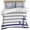 Grey, variant on 3 Piece Anchor Aqua Duvet Cover Set Full Size, Microfiber Comforter/Quilt Cover with Corner Ties and 2 Pillowcases, Modern Navy Blue White Striped Nautical All Season Soft Bedding with Zipper Closure