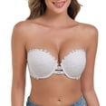 thumbnail image 2 of IQOGKRN Women Strapless Wireless Push Up Bra High Support Non Slip Bustier Breathable Invisible Front Clasp Strapless Comfort Bra White XS, 2 of 8