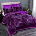 thumbnail image 5 of NC Sherpa Borrego Blanket 3 Piece, Flannel Fleece Blanket Set, King 79"x91", Purple, 5 of 6
