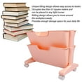 thumbnail image 3 of Movable Bookshelf Cart Double Layer Holder With Wheels Modern Stylish Design Magazines Files Album Recipe Book Storage Organizer For Sofa End Bed Beside, 3 of 8