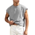 thumbnail image 2 of Kalauyu Sleeveless Athletic Tank Tops for Men Round Neck Cotton Blend Loose Summer Breathable Solid Color Workout Sleeveless Tees, 2 of 9