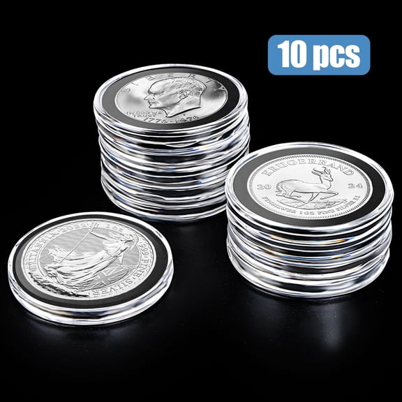 TSV 10pcs Silver Dollar Coin Holder, 38mm Clear Coin Capsules, Coin Protectors for Collectors, Round Plastic Coin Case for Morgan Silver Dollar
