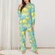 thumbnail image 2 of Balery Yellow Lemon Conjunto de Pijama con Estampado para Mujer, Conjunto de Dos Piezas con Manga Larga, Ropa de Dormir Suave con Bolsillos, Pijamas Cómodos-Medium, 2 of 7