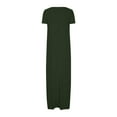 thumbnail image 6 of NXMZXB Plus Size Maxi Dresses for Curvy Women Loose Fit Casual Summer Short Sleeve Crewneck Long T-Shirts Dress Elegant Flowy Beach Sundress with Pockets A-Army Green XXL, 6 of 7