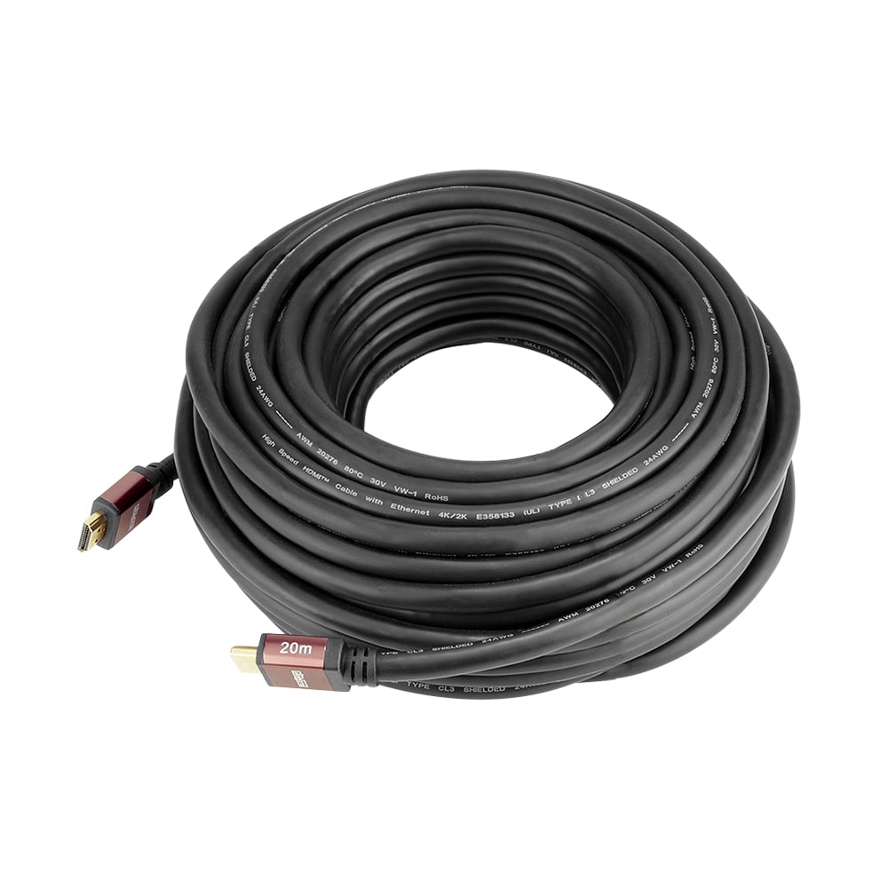 Element-Hz™ 4K HDMI Cable High Speed w/ Ethernet (Brown Ends = 20 Meters / 65.6ft)
