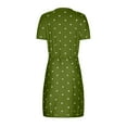 thumbnail image 5 of up to 60% off Gifts Usmixi Womens Dresses Business Tie Waist Pocket Slit Tunic Midi Dresses Casual Leopard Print Round Neck Short Sleeve Knee-Length Summer Dress Army Green l, 5 of 5