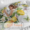 thumbnail image 4 of Queen 4 Piece Bedding Set Summer Lemon Flower Leaves Soft Breathable Duvet Cover and Pillowcase, Butterfly Welcome Quote Duvet Cover Set Bed Sheets for Bedroom Dormitory Guest Room, 4 of 9