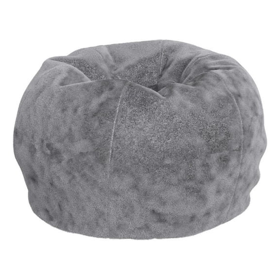 Pemberly Row Small Gray Furry Refillable Bean Bag Chair for Kids and Teens