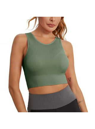 Sports Bra for Women Medium Support Crop Top Seamless Ribbed  Knit Wirefree Bra Workout Yoga Sport Bra (Color : Green A, Size : Medium) :  Clothing, Shoes & Jewelry