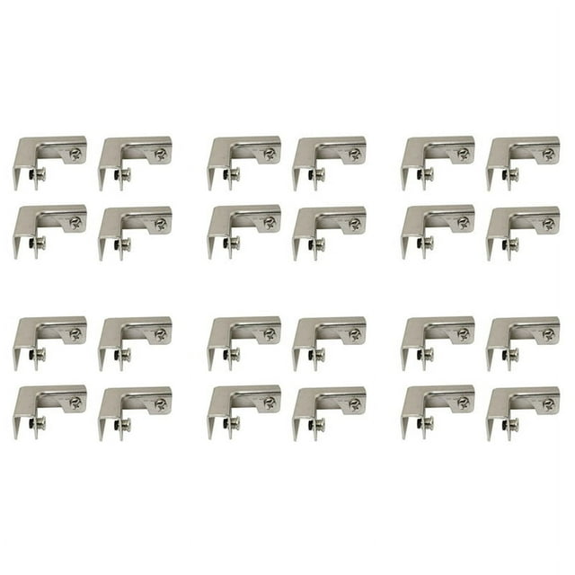 24Pcs L Type Glass Fixing Clip 2 Way Glass Connectors for 6-10mm Furniture Hardware Glass Accessories