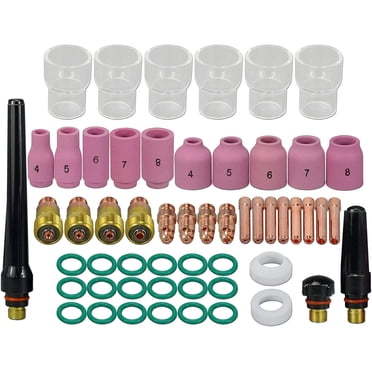 RIVERWELD TIG Stubby Gas Lens Kit - 10pcs 17GL332 3/32" & 2.4mm Collet Body For WP 17 18 26