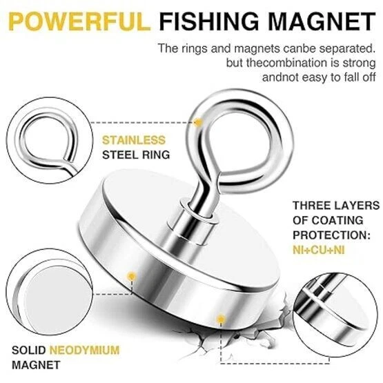 Diymag 200Lb Neodymium Fishing Magnet, Strong Rare Earth Magnet For Retrieval