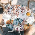 thumbnail image 2 of Orange Blue Pumpkin Fall Round Tablecloth, Fitted Table Cover with Elastic for 45"-54" Round Tables, Thanksgiving Maple Leaf Table Cloth Outdoor Indoor Dinning Party Waterproof Tablecloths, 2 of 7