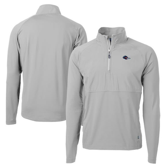 Men's Cutter & Buck  Gray UTSA Roadrunners  Adapt Eco Knit Hybrid Recycled Quarter-Zip Pullover Top