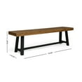 thumbnail image 2 of GDF Studio Foster Outdoor Acacia Wood Bench, Sandblasted Teak, Black, Set of 2, 2 of 6