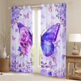 thumbnail image 2 of Castle Fairy Teenagers Purple Floral Flying Butterflies Black Out Curtains,Chic Flower Rose Curtains Pack of 2 (42x63 Each),Spring Garden Dreamy Princess Bedroom Curtains,Super Cozy Room Decor, 2 of 6