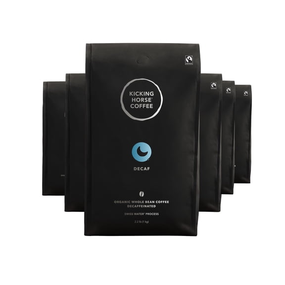 Kicking Horse Coffee, Decaf Swiss Water Process, Whole Bean, 2.2 lb Bag (Pack of 6)