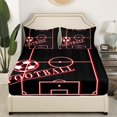 thumbnail image 3 of Erosebridal Sports Full Sheet Set Football Sheets, Neon Glowing Red Bed Set Sport Theme Bed Sheets Set, Black Red Fitted Sheet Microfiber 4pcs, 3 of 5