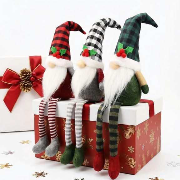 Molumo 3Pcs Christmas Gnomes Decorations, Handmade Merry Christmas Plush Ornaments Decor for Home, Office Decor