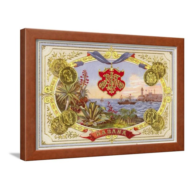 cuban cigar box label framed print wall art walmart com