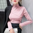 thumbnail image 5 of 2024 Otoño Invierno Camisetas de manga larga para mujer Tops de polar para oficina para mujer Suéteres de color sólido Ropa informal femenina de corte entallado, 5 of 5