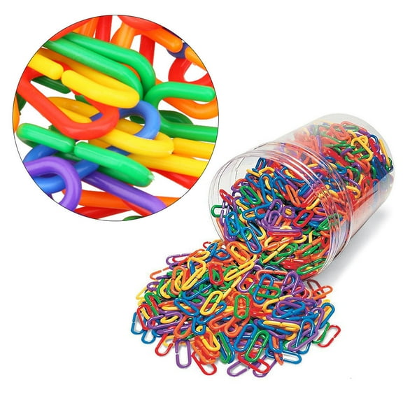 GOOHOCHY 200 Pcs DIY Plastic C-clips Hooks Chain Links Parrot Bird Toys