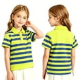 thumbnail image 4 of Boys Polo Shirts Short Sleeve Striped Performance Moisture Wicking Quick Dry Golf Shirts for Boys Youth Kids Green 120, 4 of 4