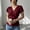 Wine Red, variant on Women's Solid Color V-Neck Flutter Short Sleeve Ruched Waist Top – Slim Fit Blouse Fashionable Vacation & Daily Wear Black，XL