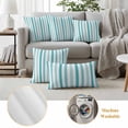 thumbnail image 5 of Teal Aqua Stripe Outdoor Pillow Covers 20x12 Set of 2,Waterproof Patio Throw Pillowcase Protectors,Gradient Geometric White Vertical Striped Lumbar Decorative Pillow Shams Cushion Covers for Couch, 5 of 8