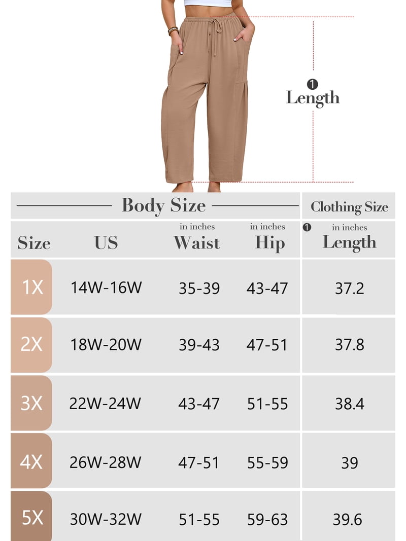 SHOWMALL Women's Plus Size Wide Leg Balloon Pants, Loose Fit Baggy