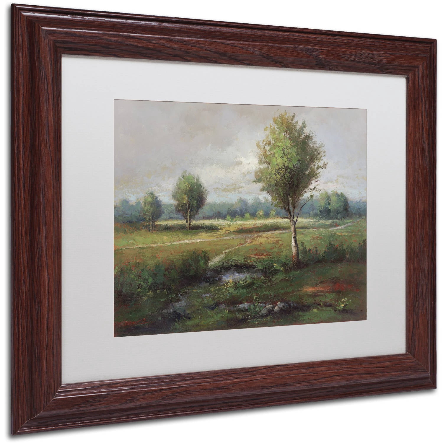 Trademark Fine Art "Lonely Tree" Canvas Art by Daniel Moises, White Matte, Wood Frame