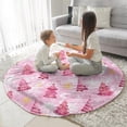 thumbnail image 3 of Pink Christmas Tree Round Blanket,Comfortable Soft Flannel Throw Blanket,All Season,Warm Lightweight Blankets for Sofa Bed Couch Living Room Chair 47"x47", 3 of 5