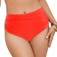 thumbnail image 3 of Xudanell Women High Rise Sexy Bikini Bottoms - Moderate Coverage Bathing Suit Bottoms High Waisted Swimsuit Brief (Red,S), 3 of 9
