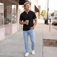 thumbnail image 6 of Garbnen M-5XL Mens Big and Tall T Shirts Loose Fit Short Sleeve Mens V Neck Shirt Lightweight Breathable Summer Casual Office Going Out Men's Workout Shirt Black M, 6 of 9