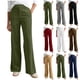 thumbnail image 1 of Pincandy Women's Solid Color Fashion Half Elastic Waist Corduroy Wide Leg Pants with Pockets, Loose Fit, Casual & Daily Wear, 1 of 7