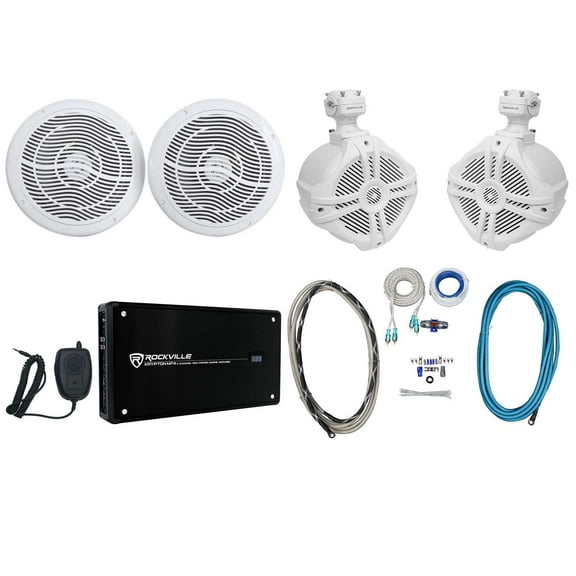 2) Rockville RMC80W 8" 800w Marine Boat Speakers 2) Wakeboards Amplifier Amp Kit