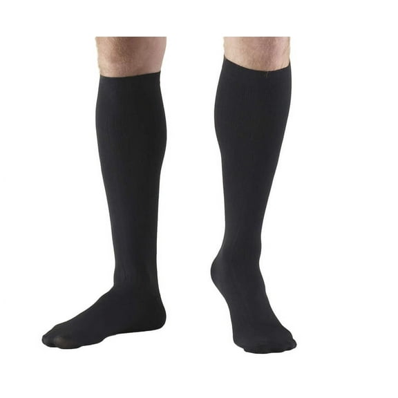 Men's Socks, Knee High, Dress Style: 8-15 mmHg, Black, X-Large