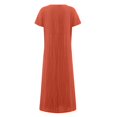 thumbnail image 5 of CHOK Robe en Lin Décontractée à Manches Courtes et Col Rond pour Femmes, Couleur Unie, Coton et Lin, Robe d'Été 2024 avec Poches, Gris, TG, 5 of 5
