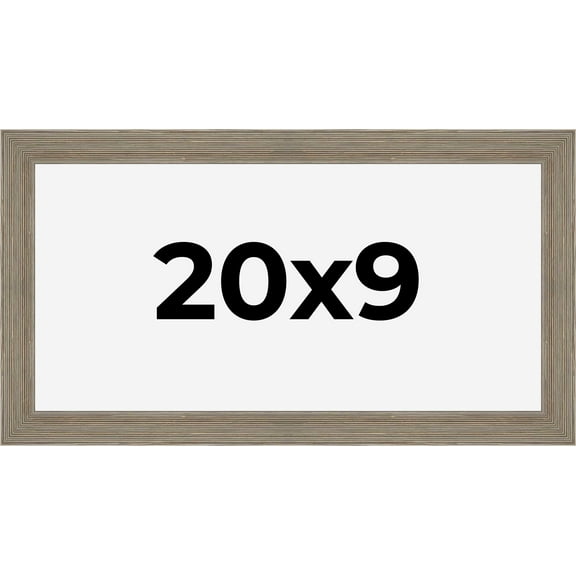 20x9 Frame Gray Barnwood Rustic Solid Wood Picture Frame | 1.5 Inch Moulding Width | Includes UV