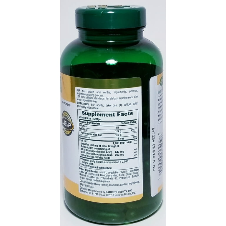 Nature's Bounty Fish Oil 1400 mg, 130 Coated Softgels