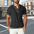 thumbnail image 2 of Ashirexll Mens T-shirts, Big and Tall Shirts for Men, Summer Casual Fashion Temperament Short Sleeve Button V-neck T-shirts Tops, 2 of 7