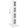 thumbnail image 3 of 4-Tier Narrow Storage Cabinet, Mobile S-torage Organizer with 4 Universal Wheels, Tall Slim Storage Cabinet with Doors and Shelves for Small Space, Kitchen, Bathroom, Toilet Paper, White, 3 of 19