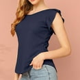 thumbnail image 2 of Bowake Tunic Tops for Women 2024 Trendy Crew Neck Summer Ruffle Sleeve Shirts Solid Color Causal Going out Tees, 2 of 4