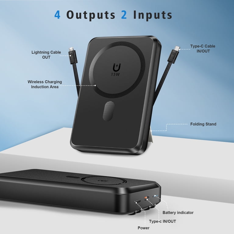 Yelomin 10000mAh Magnetic Power Bank Black photo 6