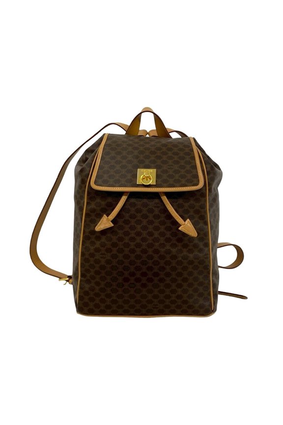 Pre-Owned CELINE Vintage Ring Hardware Macadam Pattern Leather Backpack Daypack Brown 48767