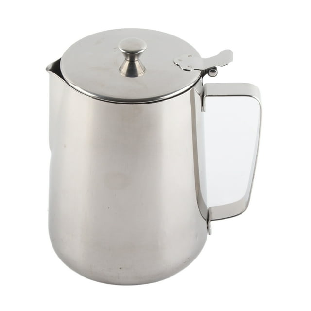 Jarra de espuma de leche: una taza de espuma de leche con una tapa que es cómoda de sostener con un pico que no gotea(2000ml)